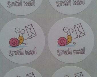 35 round snail mail stickers
