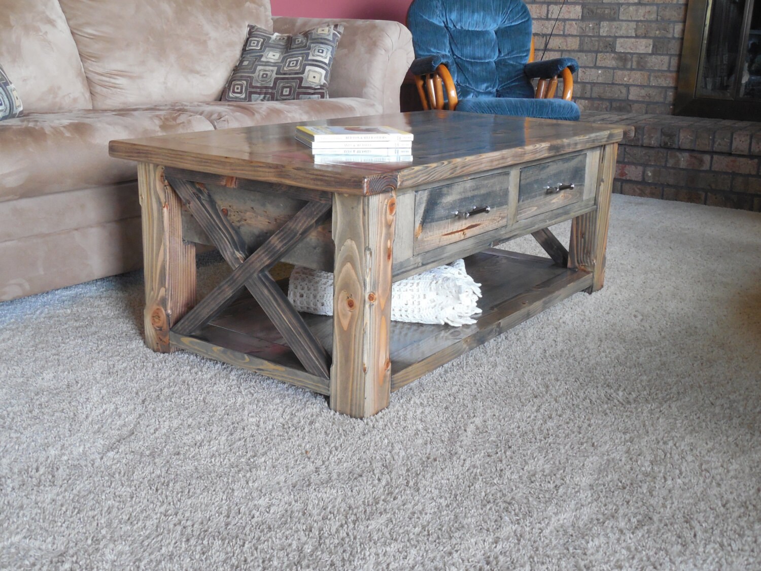 Rustic Coffee Table With Drawers Breadboards X End 50