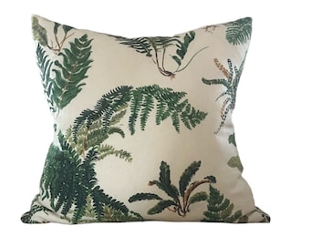 Schumacher Les Foureges Pillow Cover Botanical Linen Fern Pillow Cover - Solid Linen Backing - All Sizes Available