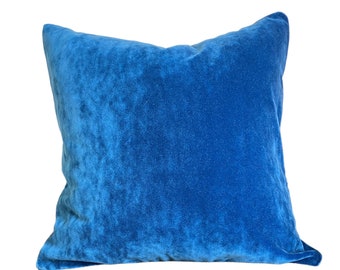 Royal Blue Velvet Pillow Cover Zak + Fox Designer Throw Pillow  READY TO SHIP 18” x 18” Only 2 Available