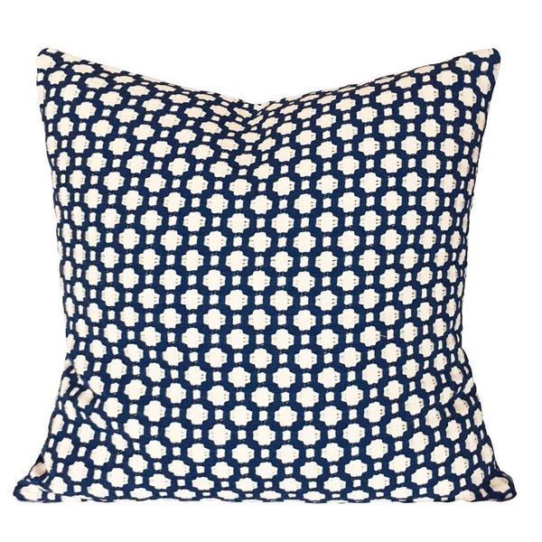 Schumacher Indigo Blue Betwixt Throw Pillow Cover - Both Sides - 10x20, 12x16, 12x20, 14x18, 14x24, 16x16, 18x18, 20x20, 22x22, 24x24