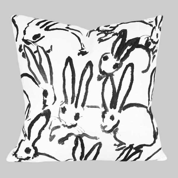 Bunny Hutch Hunt Slonem Pillow Cover Designer Pillow Cover - Decorative Pillow - Toss Pillow - Solid White Linen Back - ALL SIZES AVAILABLE