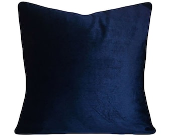 Navy Blue Velvet Pillow Cover - Decorative Pillow - Both Sides -12x16, 12x20, 14x18, 14x24, 16x16, 18x18, 20x20, 22x22, 24x24, 26x26