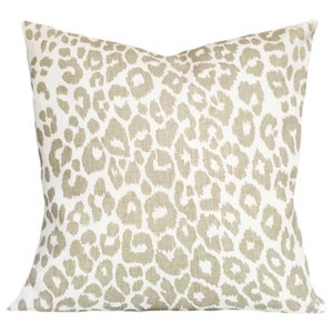 Schumacher Iconic Leopard In Linen Throw Pillow Cover - Decorative Pillow - Toss Pillow - Solid Cream Linen Back - ALL SIZES AVAILABLE