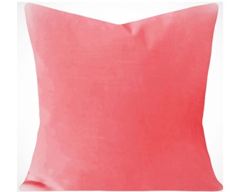 Coral Velvet Pillow Cover - Decorative Pillow - Both Sides - 12x16, 12x20, 14x18, 14x24, 16x16, 18x18, 20x20, 22x22, 24x24, 26x26