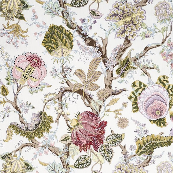Schumacher Fabric Indian Arbre in Spring Floral Linen Fabric 175782 - 33" x 54" Piece Available At BELOW WHOLESALE