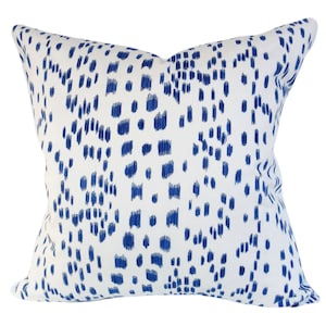 Brunschwig Fils Les Touches Blue Pillow Cover - Throw Pillow - Toss Pillow - Accent Pillow - Solid White Back - ALL SIZES AVAILABLE