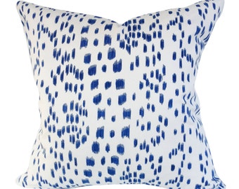 Brunschwig Fils Les Touches Blue Pillow Cover - Throw Pillow - Toss Pillow - Accent Pillow - Solid White Back - ALL SIZES AVAILABLE