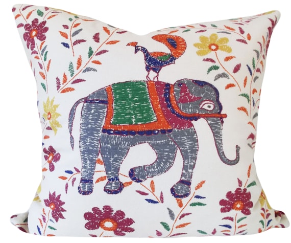 John Robshaw Elephant Fabric For Decorative Pillow Covers Etsy