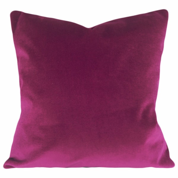 Magenta Fuchsia Velvet Pillow Cover - Throw Pillow - Both Sides - 12x16, 12x20, 14x18, 14x24, 18x18, 20x20, 22x22, 24x24, 26x26