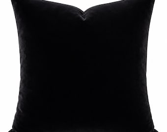 Black Velvet Pillow Cover, Luxury Velvet Throw Pillow Cover, Solid Black Cushion Cover, Decorative Sofa Pillow, Modern Home Decor