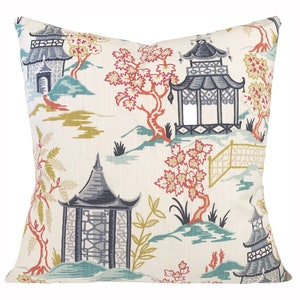 Chinoiserie Kissenbezug - Asiatischer Pagodenkissenbezug - Dekokissen - Beide Seiten -Alle Größen erhältlich