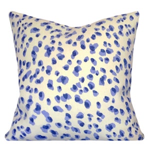 Blue Leopard Decorative Pillow Cover Ballard Designs Mira Blue Pillow Cover Snow Leopard Pillow Cover - Same Fabric on Both Sides