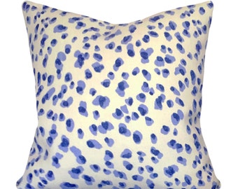 Blue Leopard Decorative Pillow Cover Ballard Designs Mira Blue Pillow Cover Snow Leopard Pillow Cover - Same Fabric on Both Sides