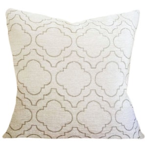 Kravet Ivory Chenille Pillow Cover: Moroccan Tile Bargella Design