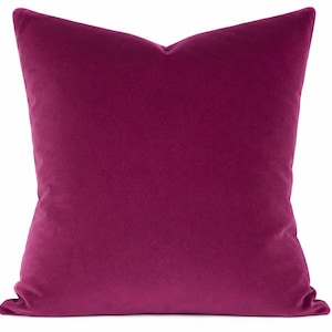 Capa de almofada em veludo magenta | Almofada em algodão rosa fúcsia | Decoração de luxo em cor sólida