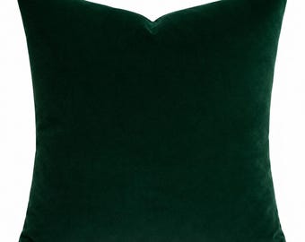 Smaragdgrönt sammet örngott, lyxigt sammetskudde, skogsgrönt kuddfodral, designer accentkudde, anpassade storlekar