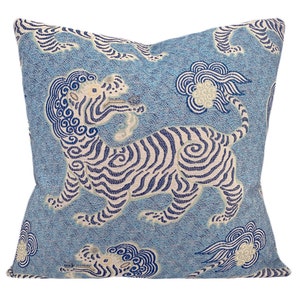 Dragon Tiger Pillow Cover: Braemore Kathmandu Porcelain Print
