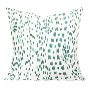 Les Touches Aqua Brunschwig and Fils Pillow Cover - Throw Pillow - Both Sides or Solid White Back