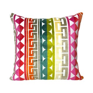 Jonathan Adler Pillow Cover Seurat in Confetti Throw Pillow Colorful Cut Velvet Linen Backing - All Sizes Available
