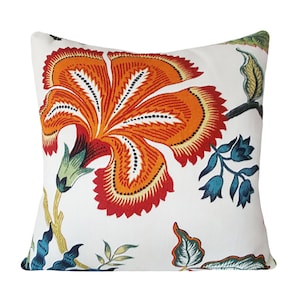Schumacher Hothouse Flowers in Spark Linen Pillow Cover - Celerie Kemble Design - Solid Linen Backing