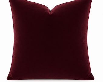 Burgundy Velvet Pillow Cover, Wine Red Throw Pillow, Luxury Solid Velvet Cushion, Maroon Accent Pillow, Merlot Home Decor