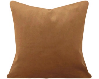 Camel Velvet Decorative Pillow Cover - Throw Pillow - Both Sides - 12x16, 12x20, 14x18, 14x24, 16x16, 18x18, 20x20, 22x22, 24x24, 26x26