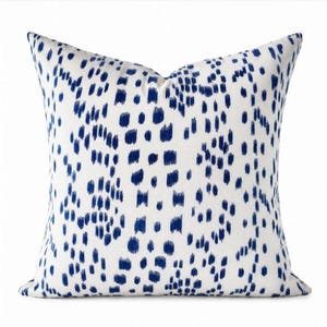 Brunschwig & Fils Les Touches Pillow Cover | Blue Leopard Designer Pillow | Grandmillennial Decor