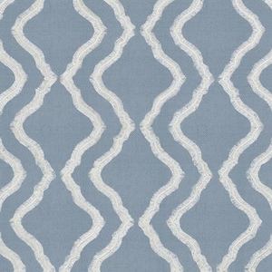 Light Blue Embroidered Linen Fabric Chambray Geometric Drapery Fabric 1.5 Yards Available Below Wholesale