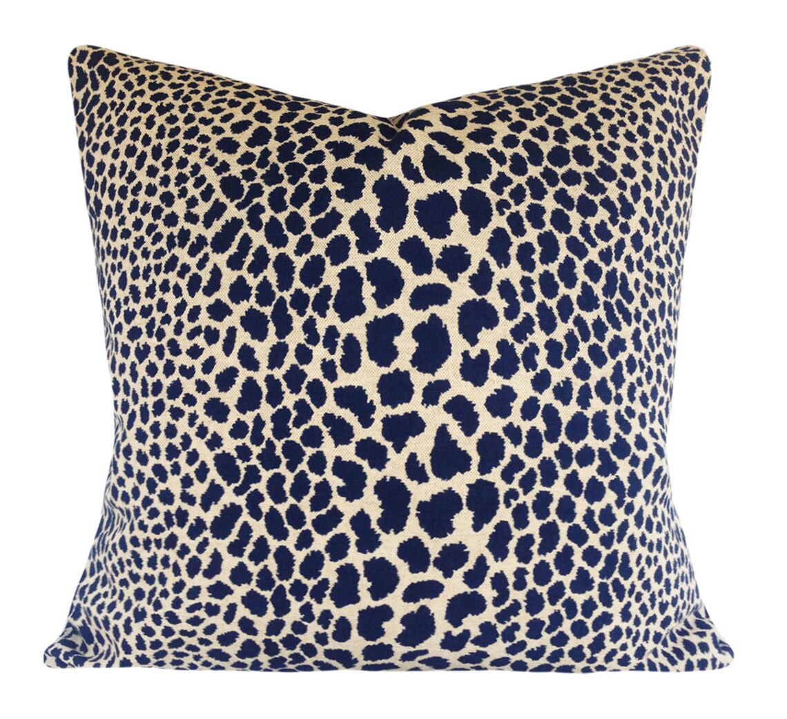 Indigo Blue Cheetah Pillow Cover Kaufmann Throw Pillow Etsy Canada