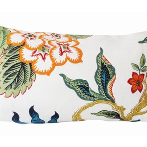 Hothouse Flowers Linen Throw Pillow Cover: Schumacher Botanical Print