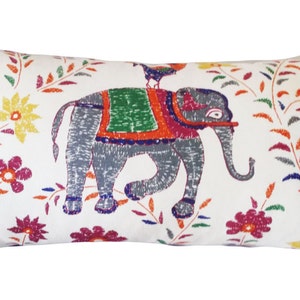 John Robshaw Elephant Pillow Cover: Linen Blend Throw Pillow