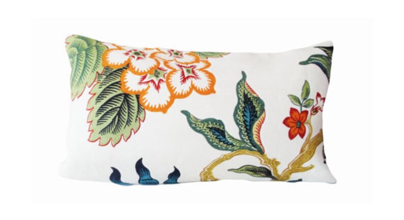 Schumacher Hothouse Flowers Spark Decorative Pillow Cover Celerie Kemble Solid Linen Back 12x20, 14x18, 14x24, 18x18, 20x20, 22x22 image 2