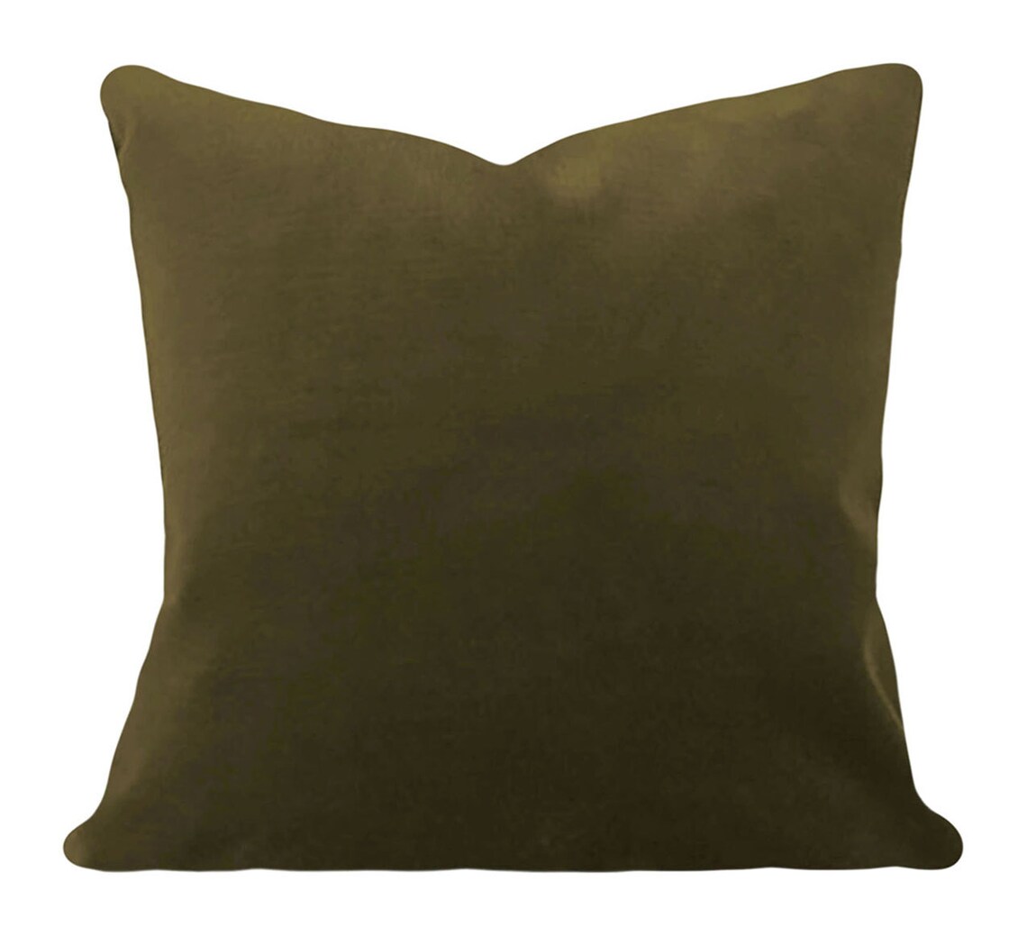 Olive Green Velvet Pillow Cover Decorative Pillow Both Etsy