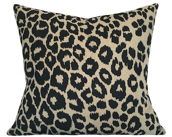 Schumacher Iconic Leopard Pillow Cover - Solid Velvet Back - 10x20, 12x16, 12x20, 14x18, 14x24, 16x16, 18x18, 20x20, 22x22, 24x24, 26x26