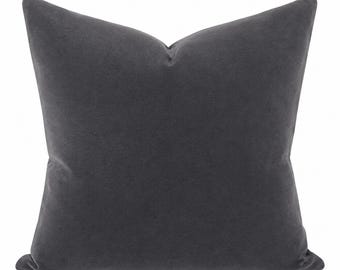 Charcoal Gray Velvet Pillow Cover | Luxury Dark Grey Throw Pillow | Soft Plush Decorative Cushion Cover | Modern Home Decor