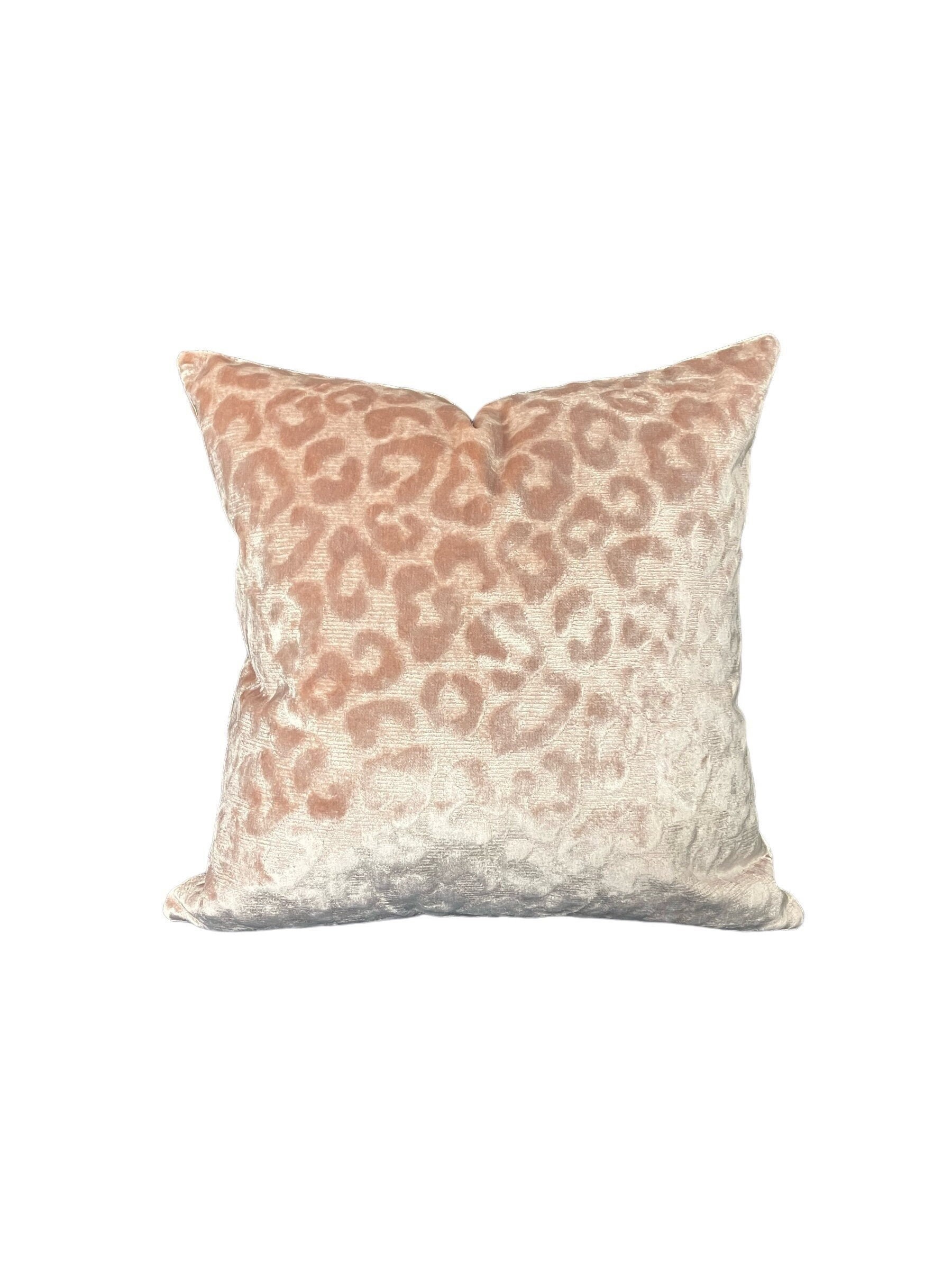 Pink Velvet Leopard Pillow Cover Animal Print High End Blush Pink - Main Image