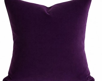 Purple Velvet Pillow Cover, Plum Velvet Throw Pillow, Dark Purple Luxury Accent Pillow