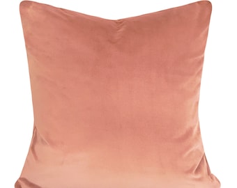 Salmon Velvet Pillow Cover - Decorative Pillow - Both Sides - 12x16, 12x20, 14x18, 14x24, 16x16, 18x18, 20x20, 22x22, 24x24, 26x26