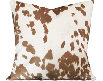 Cowhide Throw Pillow Cover - Faux Cowhide - Both Sides - 10x20, 12x16, 12x20, 14x18, 14x24, 16x16, 18x18, 20x20, 22x22, 24x24, 26x26