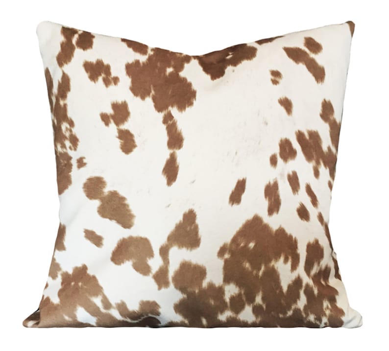 Cowhide Throw Pillow Cover Faux Cowhide Both Sides Etsy