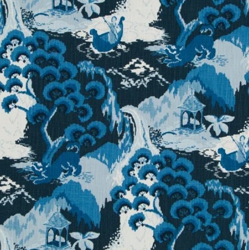 15 Yards Robert Allen Cotton Designer Fabric in Blue Madcap Cottage - Ruby  Lane