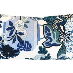 Schumacher Chiang Mai Dragon Pillow Cover: China Blue Vase & Flowers Linen