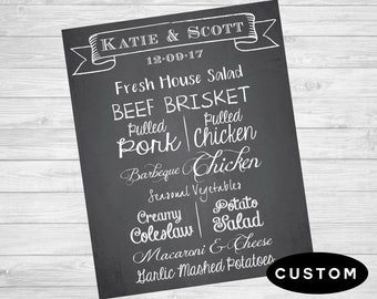 Chalkboard Wedding Menu Sign | Custom Printable Digital File