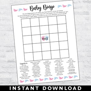 Baby Shower Gift Bingo Game | Instant Download | Printable Digital File