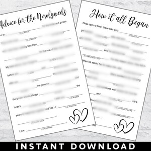 Bridal Shower Mad Libs Game | Instant Digital Download | Printable File