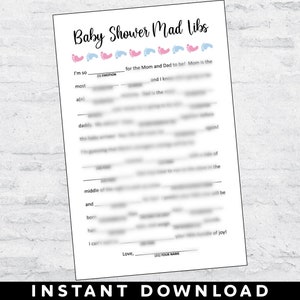 Baby Shower Mad Libs Game | Instant Download | Printable Digital File