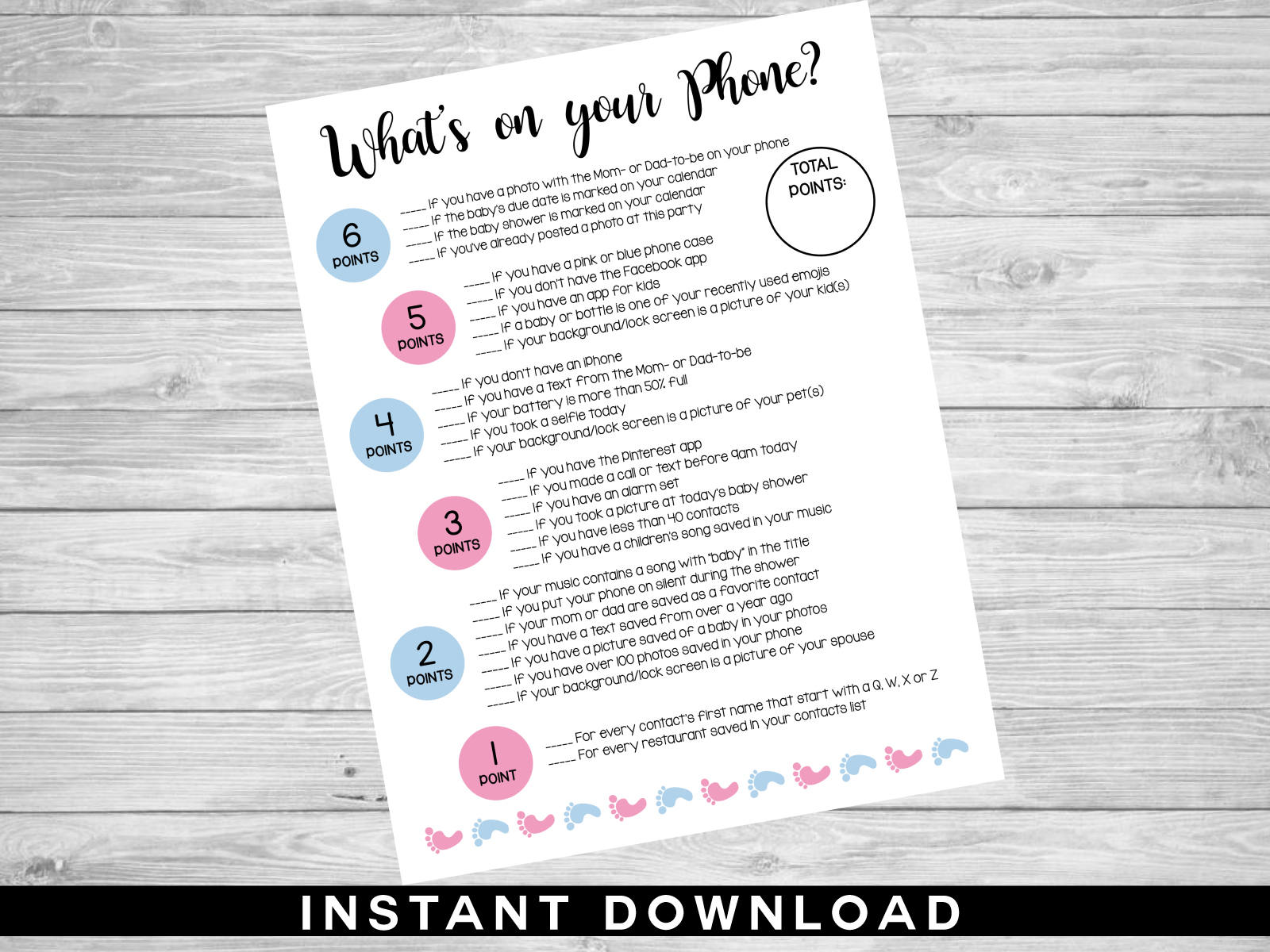 Baby Shower Cell Phone Scavenger Hunt Game Instant Digital ...