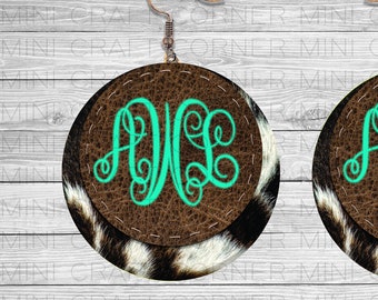 PNG Animal Print Earring Designs, Leather Earrings PNG, Cowhide Earrings, Sublimation Design, Sublimation Earrings, Sublimation Files, cow