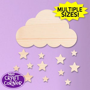 Cloud Wooden Cutout / Cloud and Stars Baby Wall Design / Wooden Cloud Nursery / Cloud Cutout / Cloud Wall Decor / Cloud Wall Art /Wood Shape